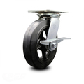 Service Caster 8 Inch Heavy Duty Rubber on Steel Caster with Ball Bearing and Brake SCC SCC-35S820-RSB-SLB